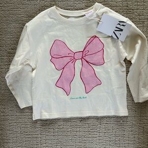 NWT Zara toddler girls bow long sleeve shirt